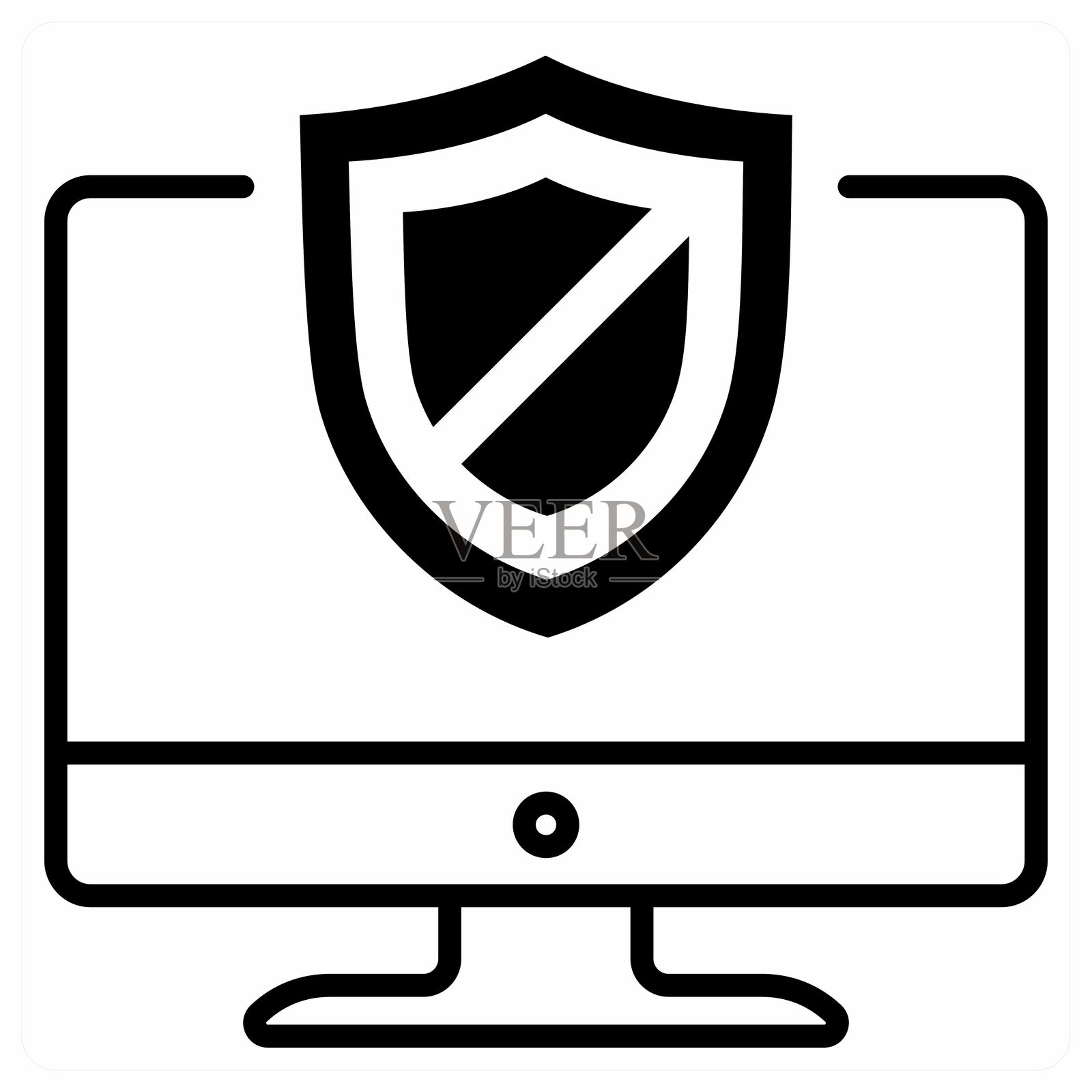 橙色调的安全电脑图标概念插画图片素材