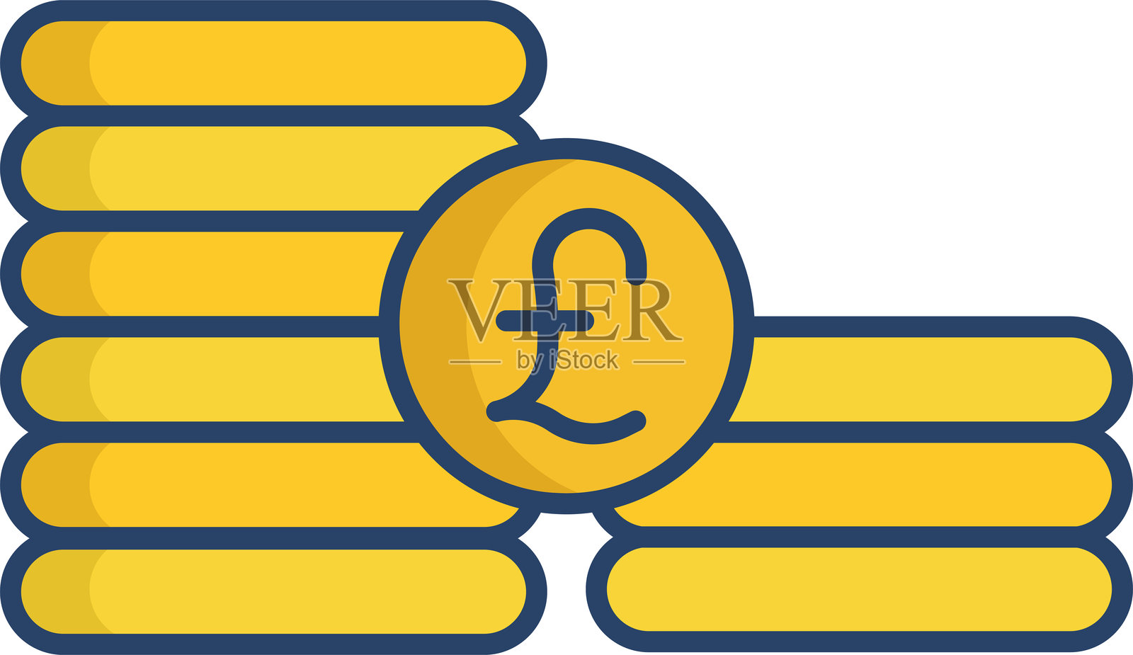 英镑硬币线性彩色图标设计插画图片素材