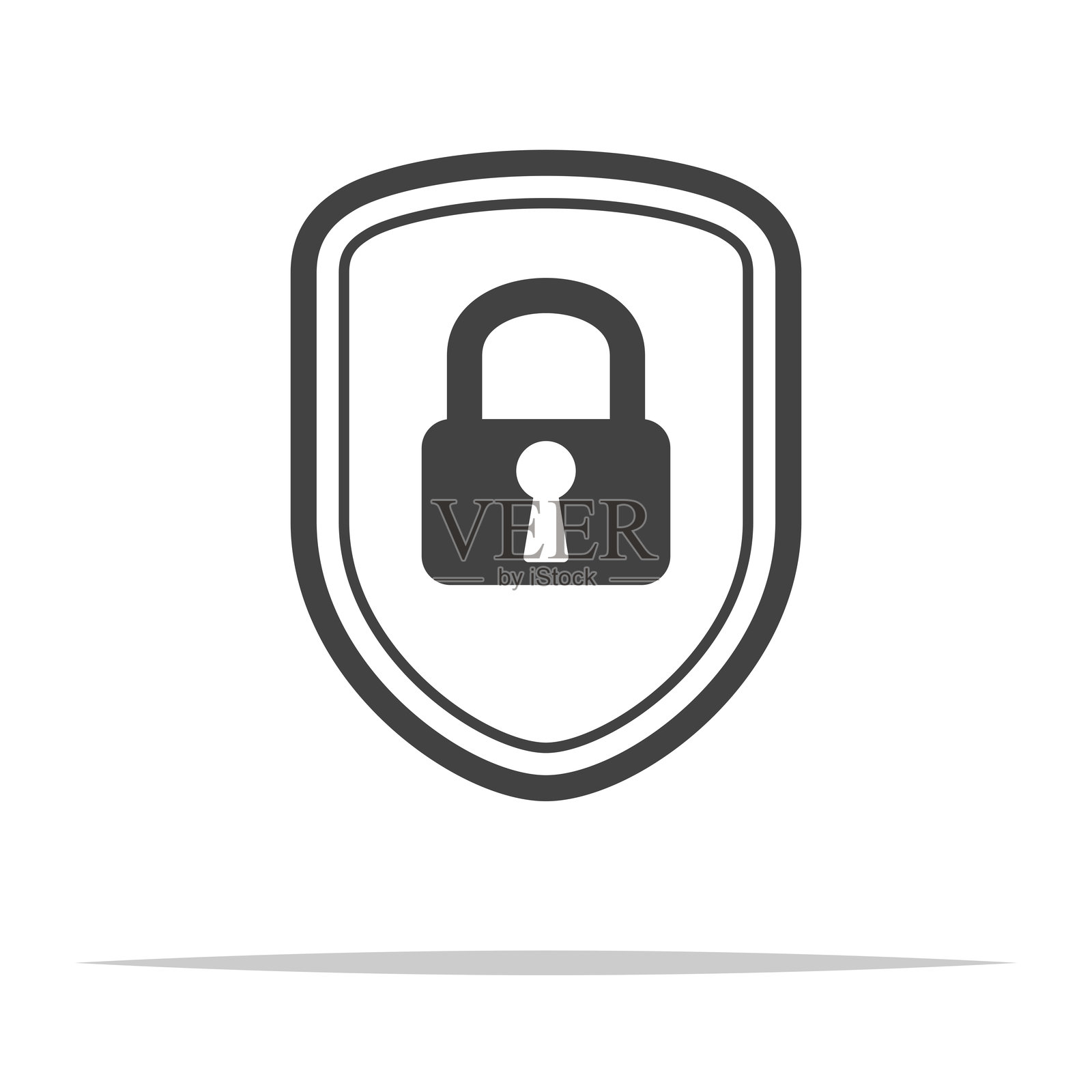 带锁轮廓的盾牌图标,透明矢量图,独立插画图片素材