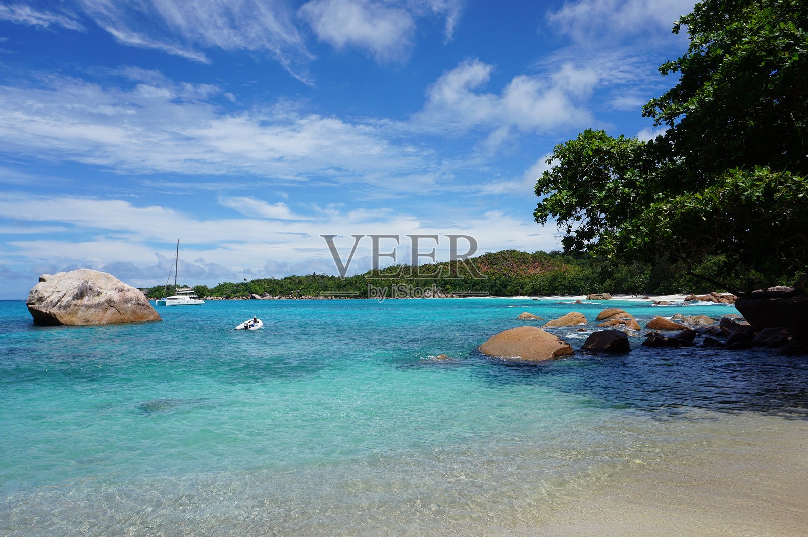 塞舌尔安塞拉齐奥热带海滩照片摄影图片