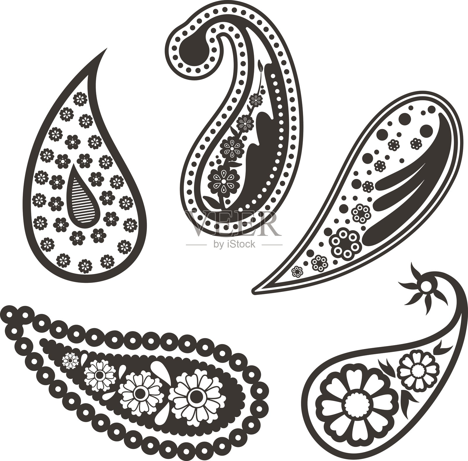 矢量东方海娜花纹装饰图案集插画图片素材