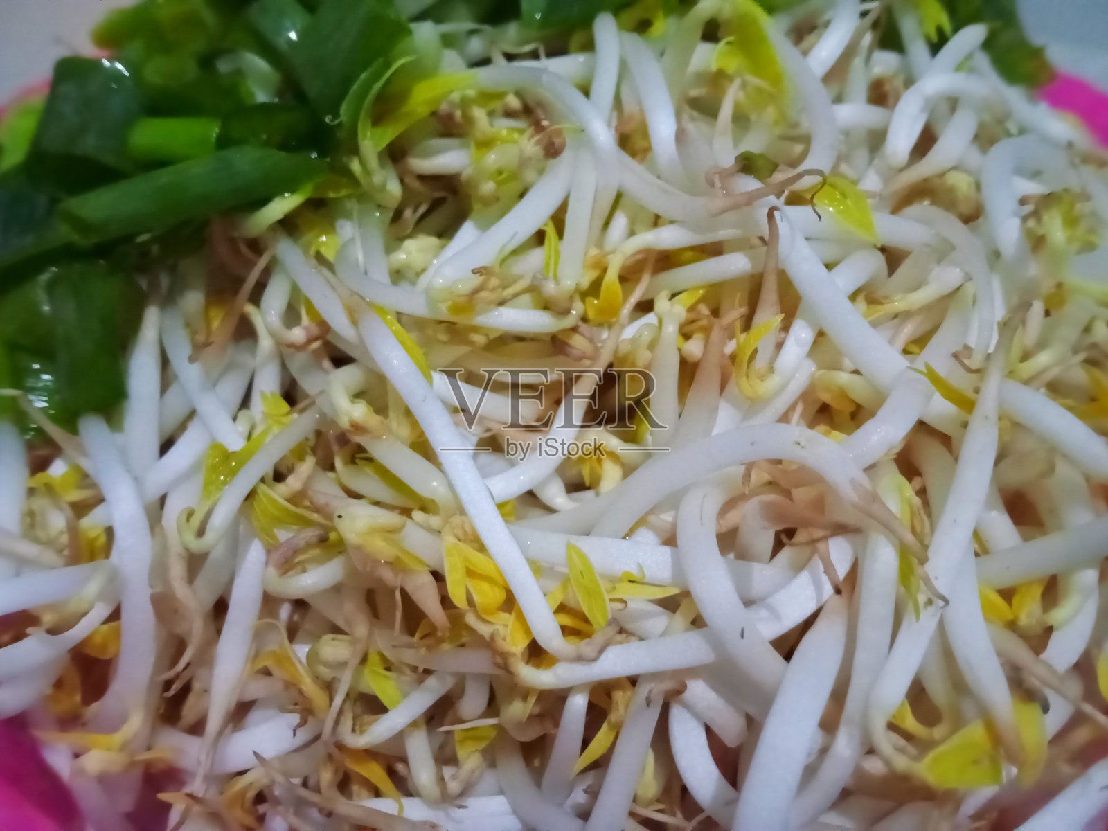 豆芽和葱准备下锅烹饪照片摄影图片