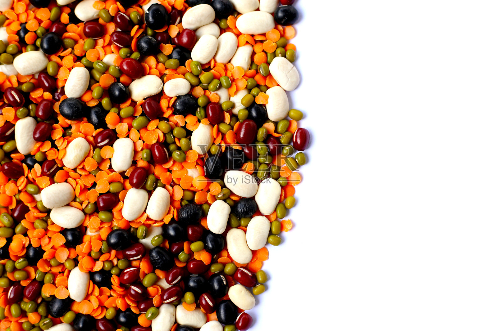 色彩缤纷的混合豆类和扁豆,富含植物蛋白和纤维照片摄影图片