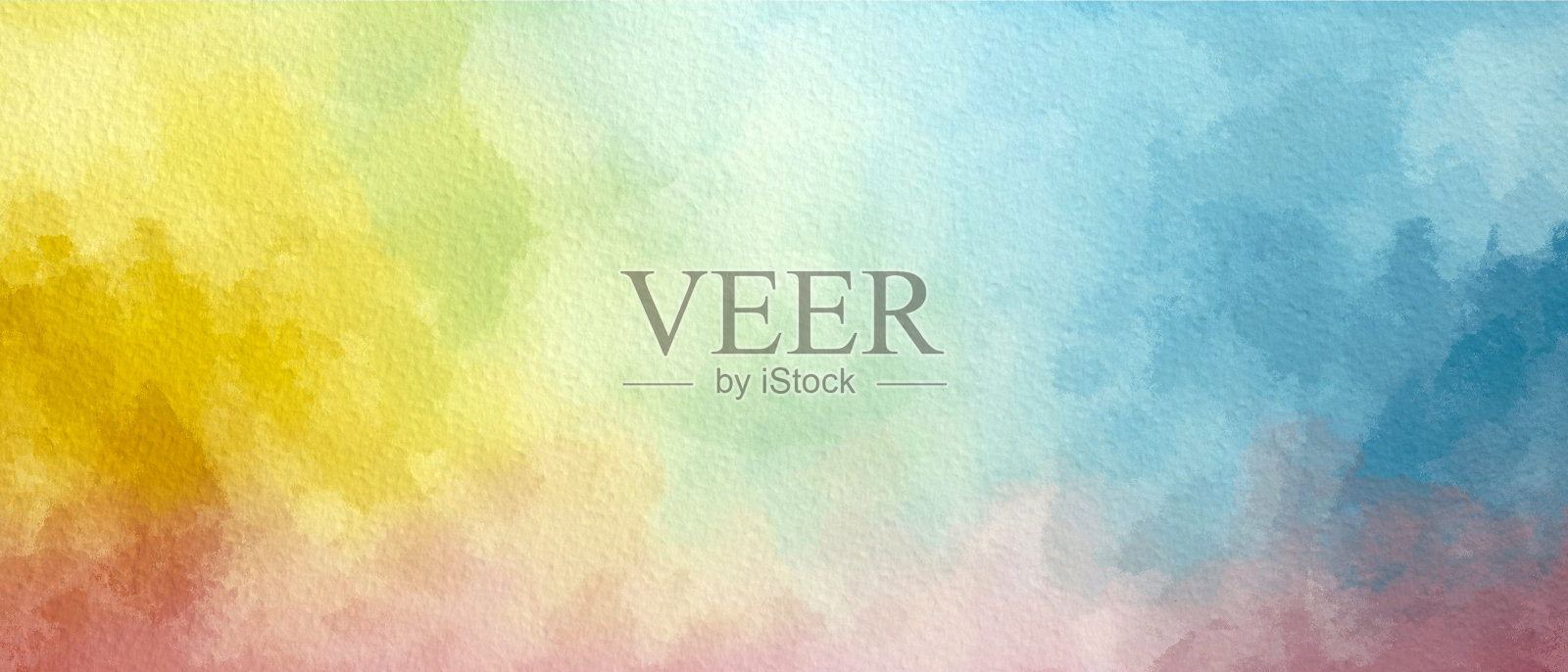 纹理纸上的抽象多彩水彩画背景,黄色、蓝色和粉色混合,适用于网页横幅模板设计。照片摄影图片