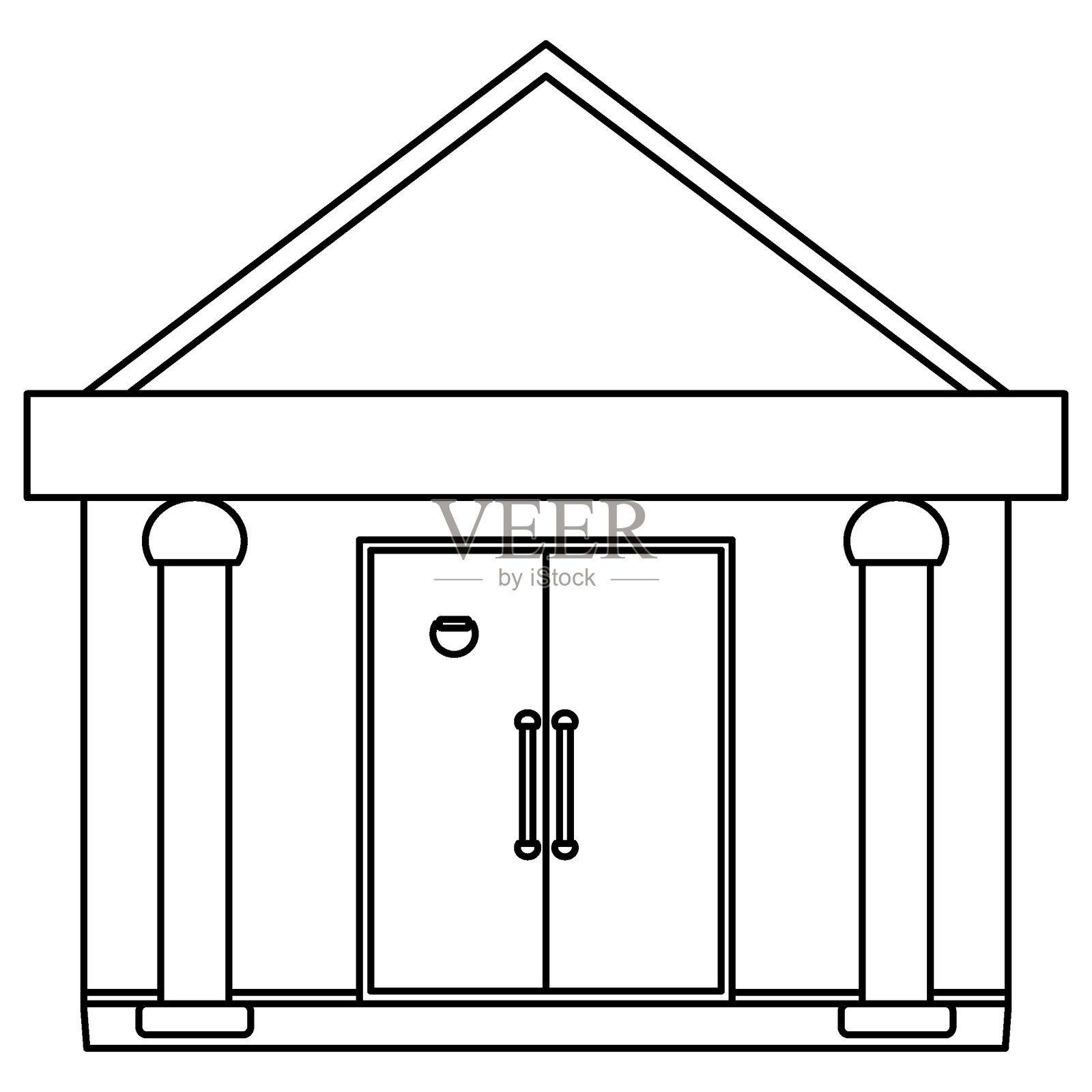 房屋线条艺术插画。黑白家居轮廓图。插画图片素材