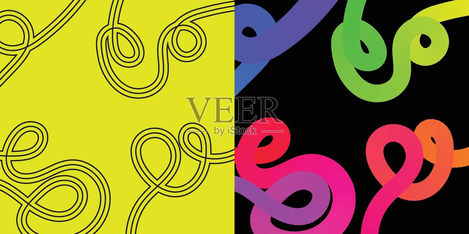 一套充满活力的海报,具有可定制的抽象设计线条区域和标题,非常适合现代营销活动。设计融合了大胆的色彩和抽象的形状。插画图片素材