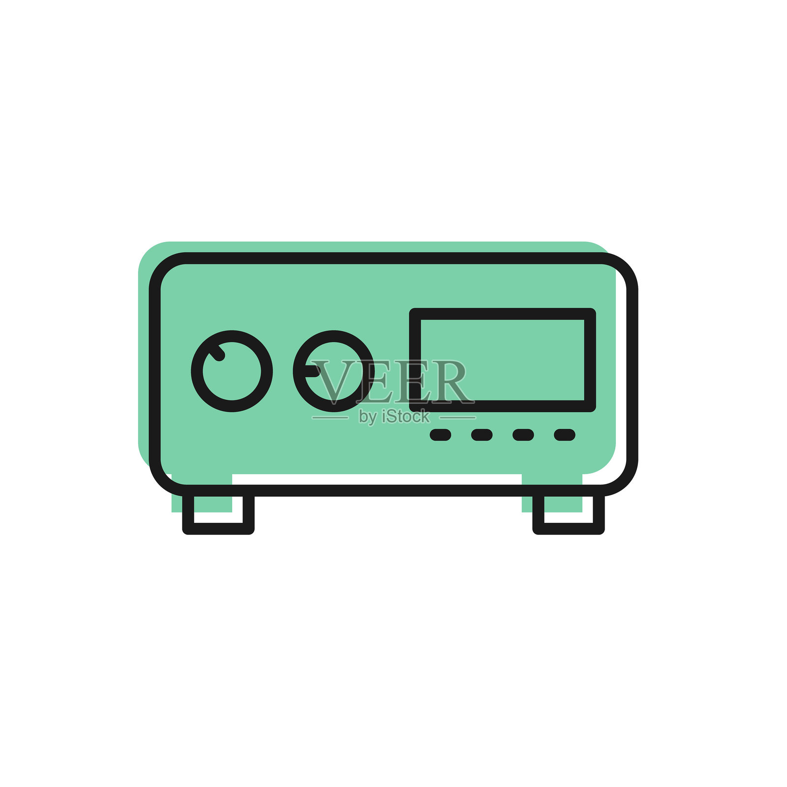 黑色线条吉他音箱图标,孤立在白色背景上。乐器。矢量图示矢量图示矢量图示矢量图示量化。插画图片素材