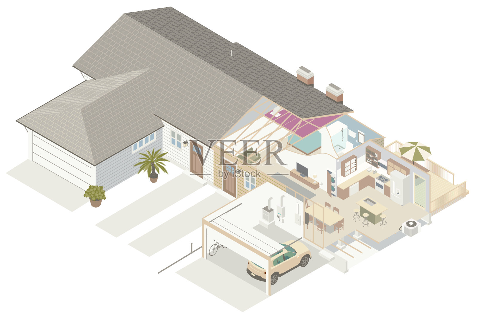 双层剖视图插画图片素材