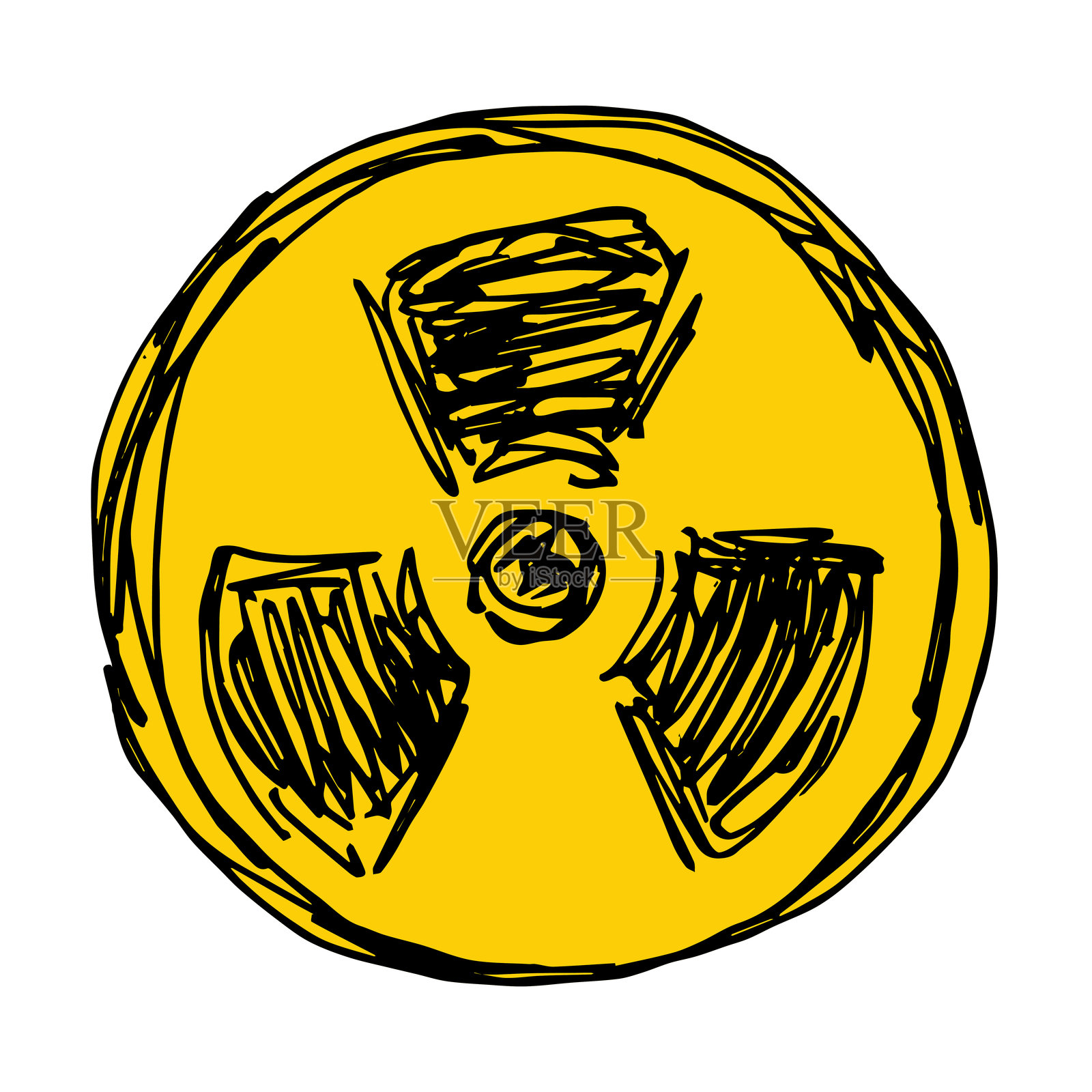 手绘辐射标志 核辐射危害标志 放射性危险警告插画图片素材