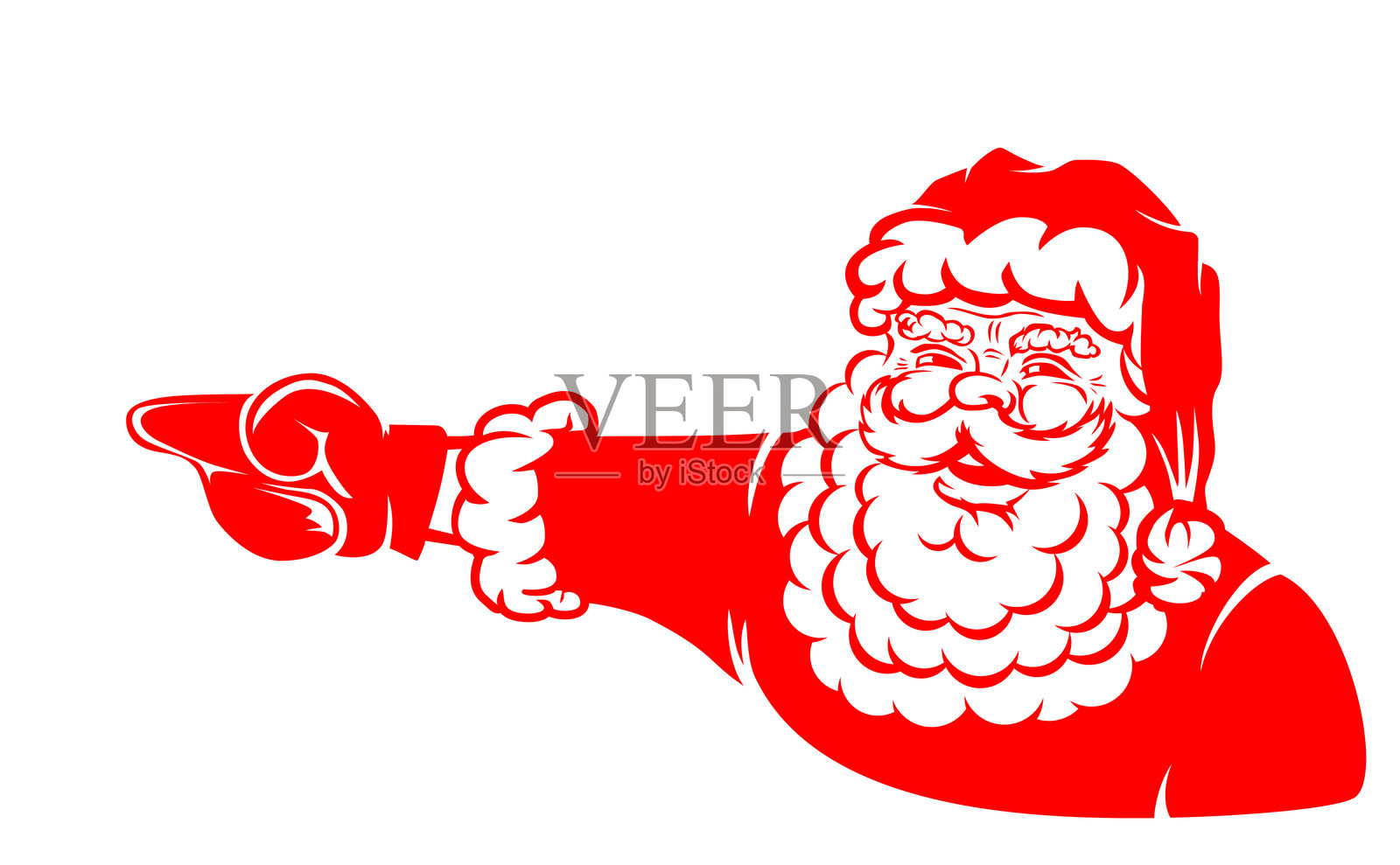 圣诞老人手指着一侧插画图片素材