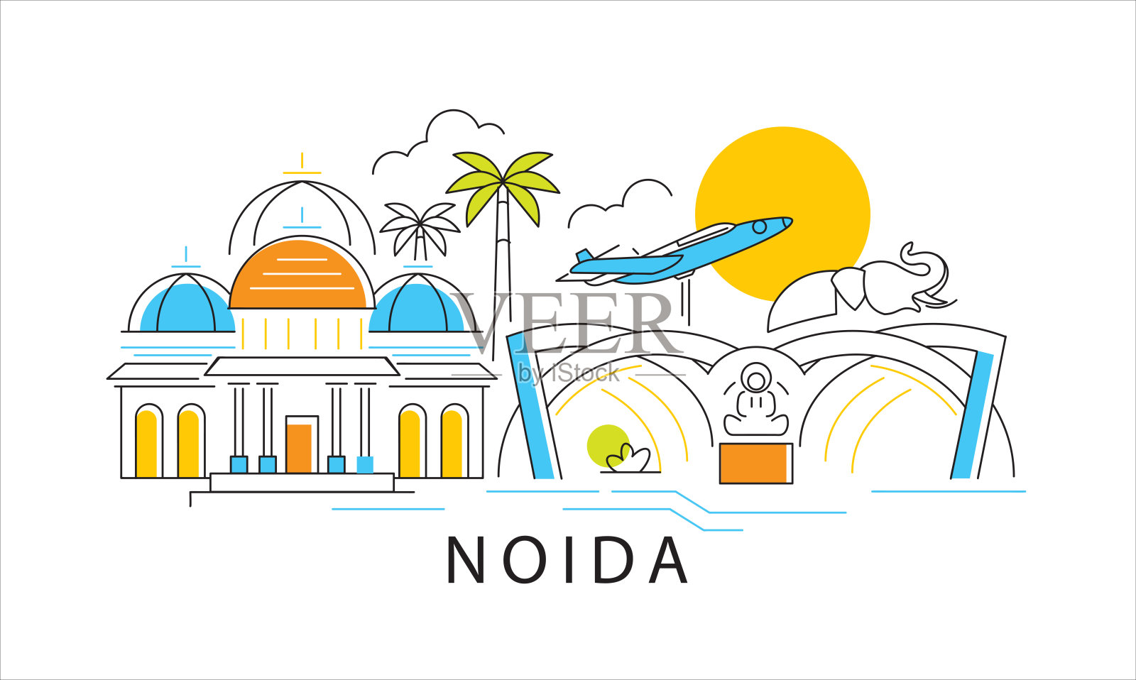 诺伊达市的现代抽象矢量图插画图片素材