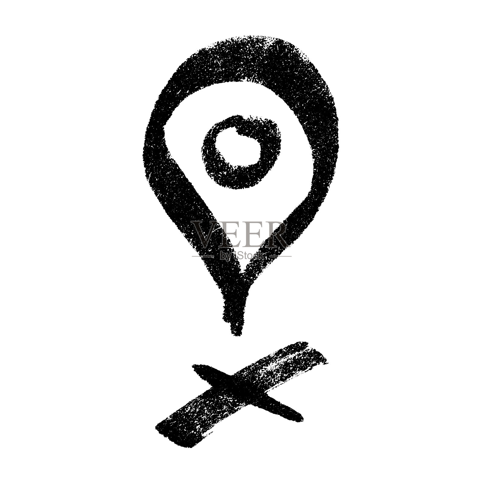 手绘地图图钉 地图标记 指针 标志 GPS和地图工具插画图片素材