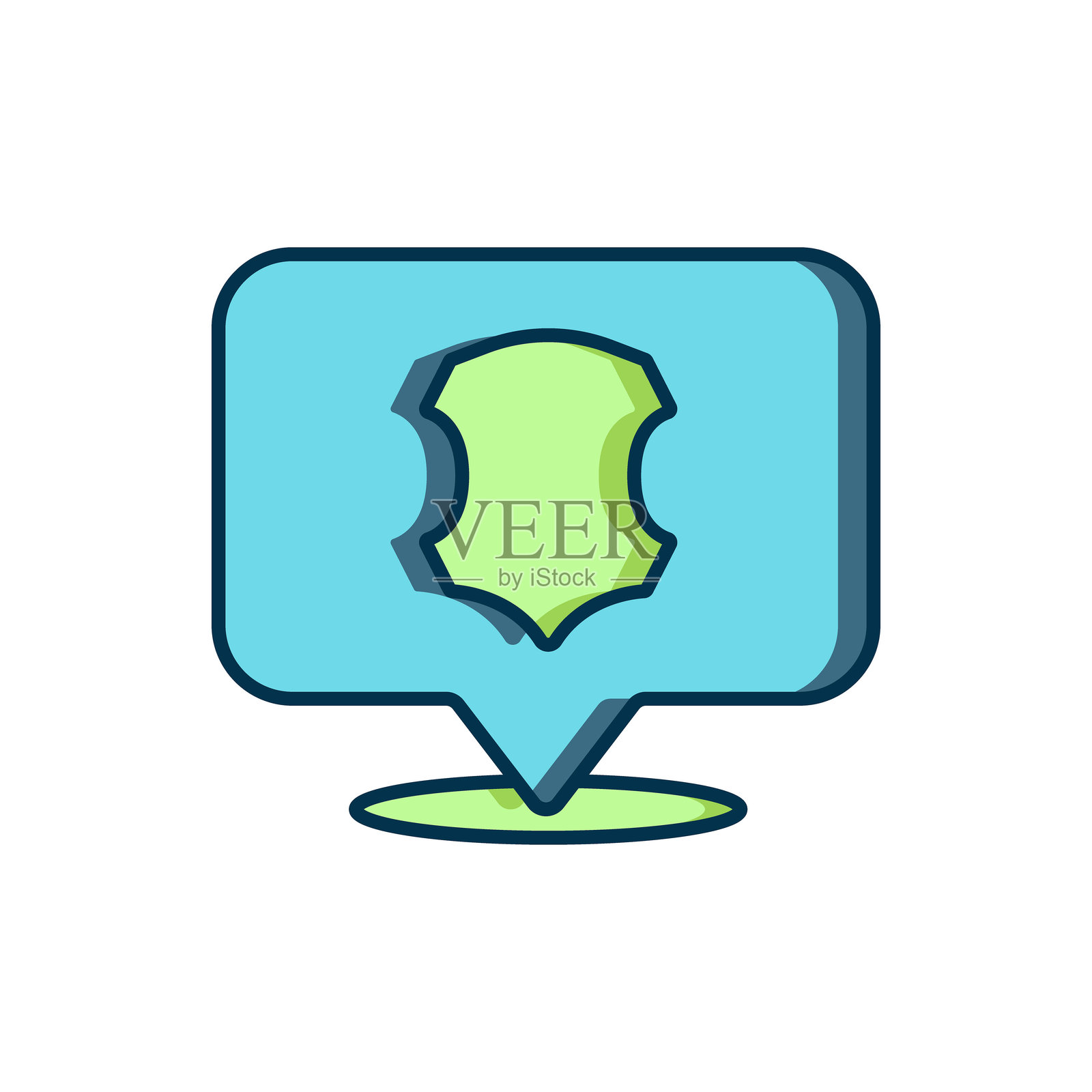 填充轮廓皮革图标,孤立在白色背景上。扁平填充轮廓风格,带阴影。矢量图插画图片素材