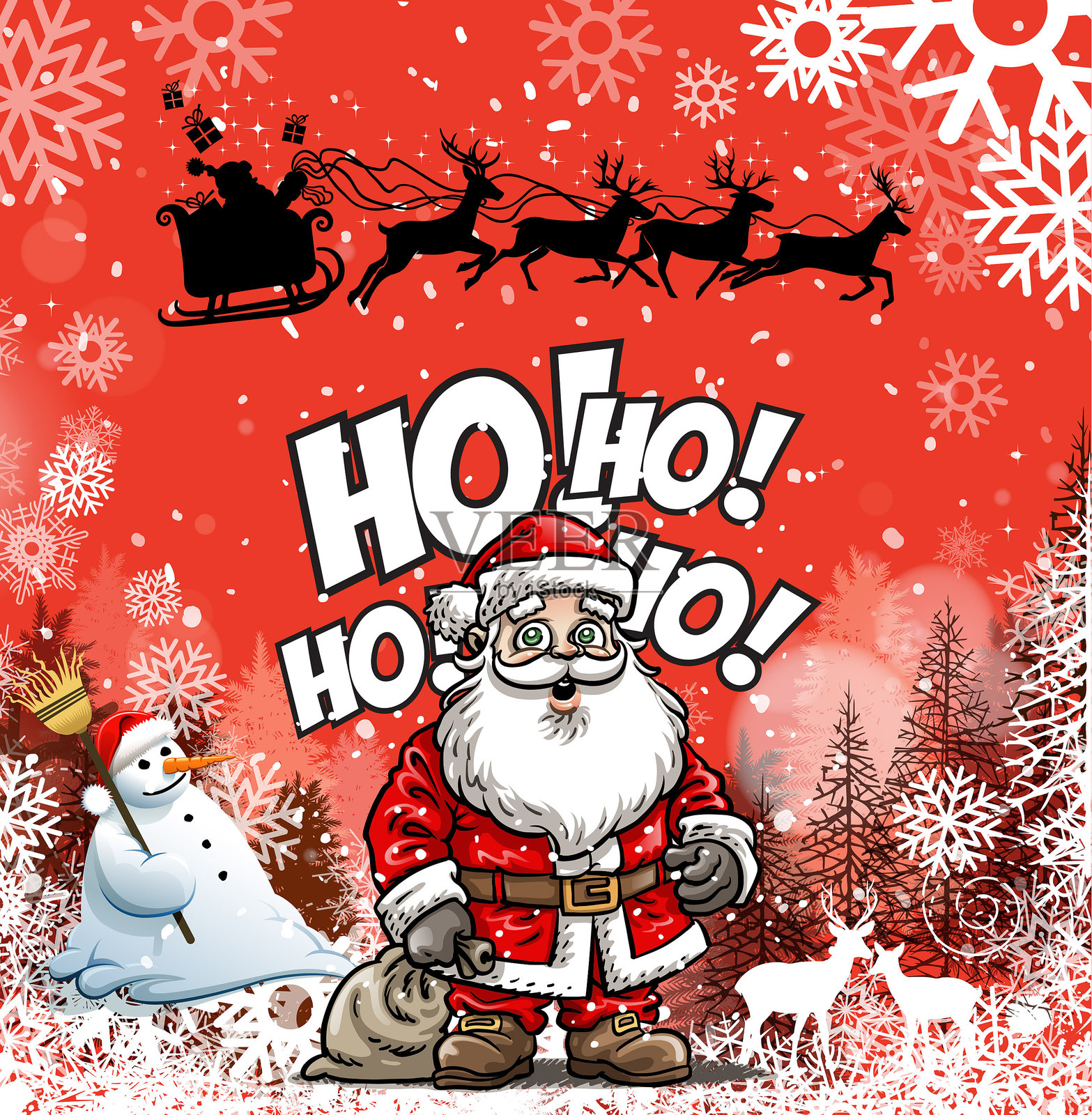 雪景度假村插画图片素材