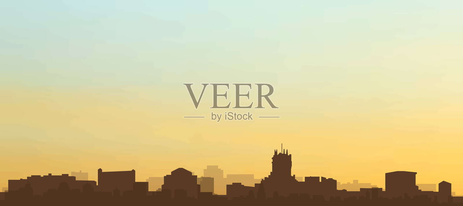 西班牙马德里城市天际线全景海报插画图片素材