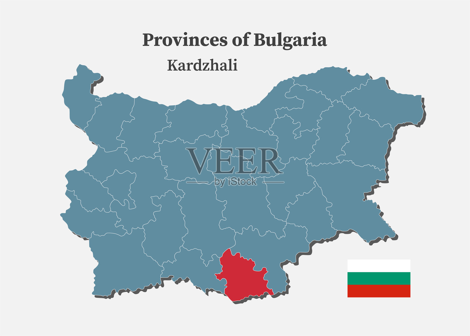 保加利亚地图 - 克尔贾利省插画图片素材