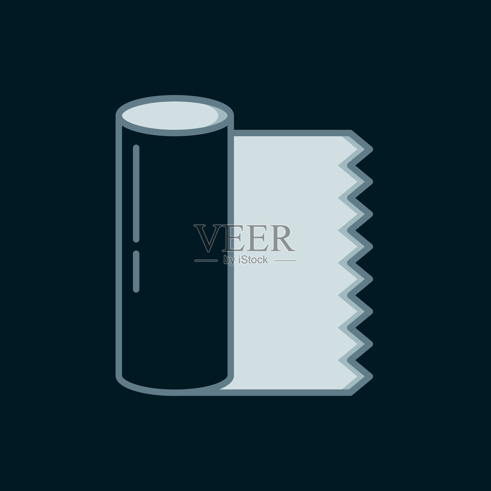 线状纺织面料卷图标,孤立在黑色背景上。卷、垫子、地毯、布料、地毯或纸卷图标。带有阴影的扁平填充轮廓风格。矢量图插画图片素材