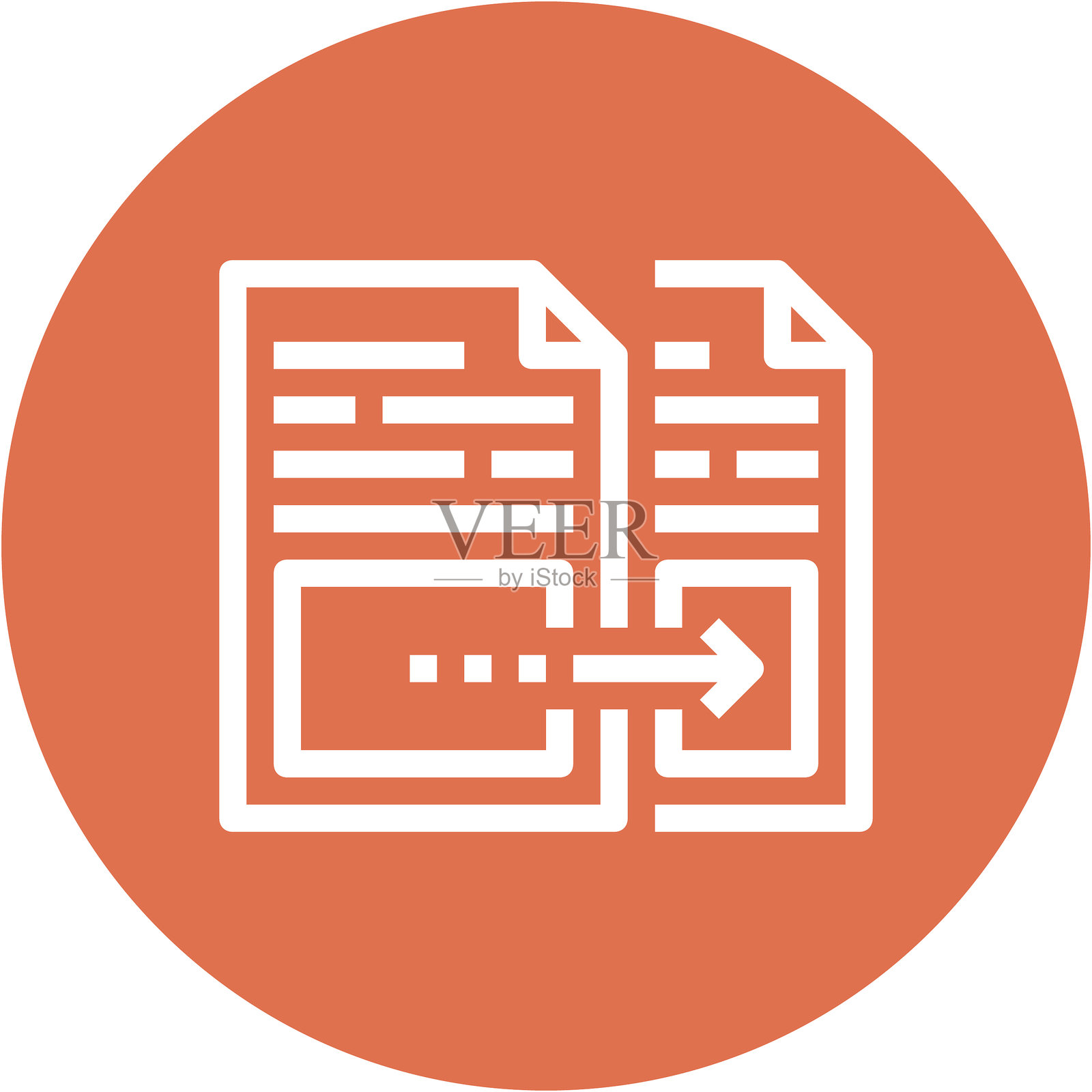 现代复制文档扁平化线条矢量插画图标设计理念。移动和网页图形图标。扁平化符号、Logo创意理念。简洁干净的扁平化象形图。插画图片素材