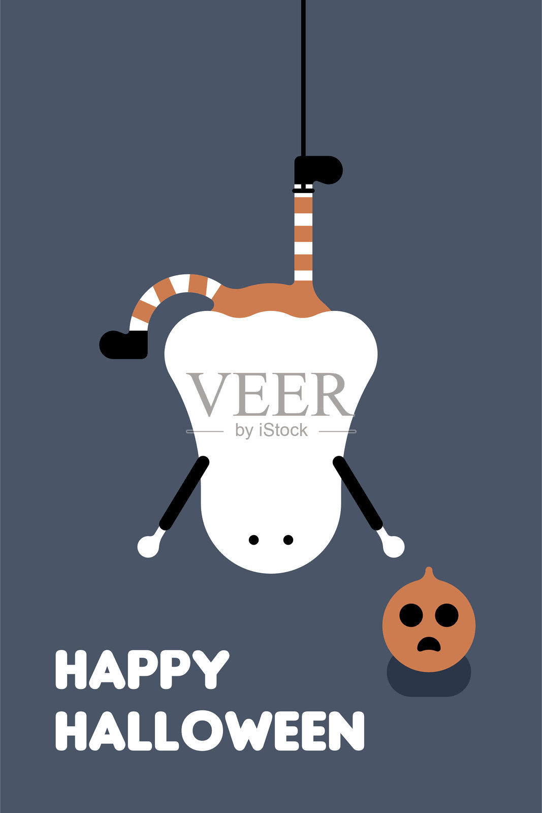 万圣节快乐,可爱的白色幽灵角色的极简插画插画图片素材