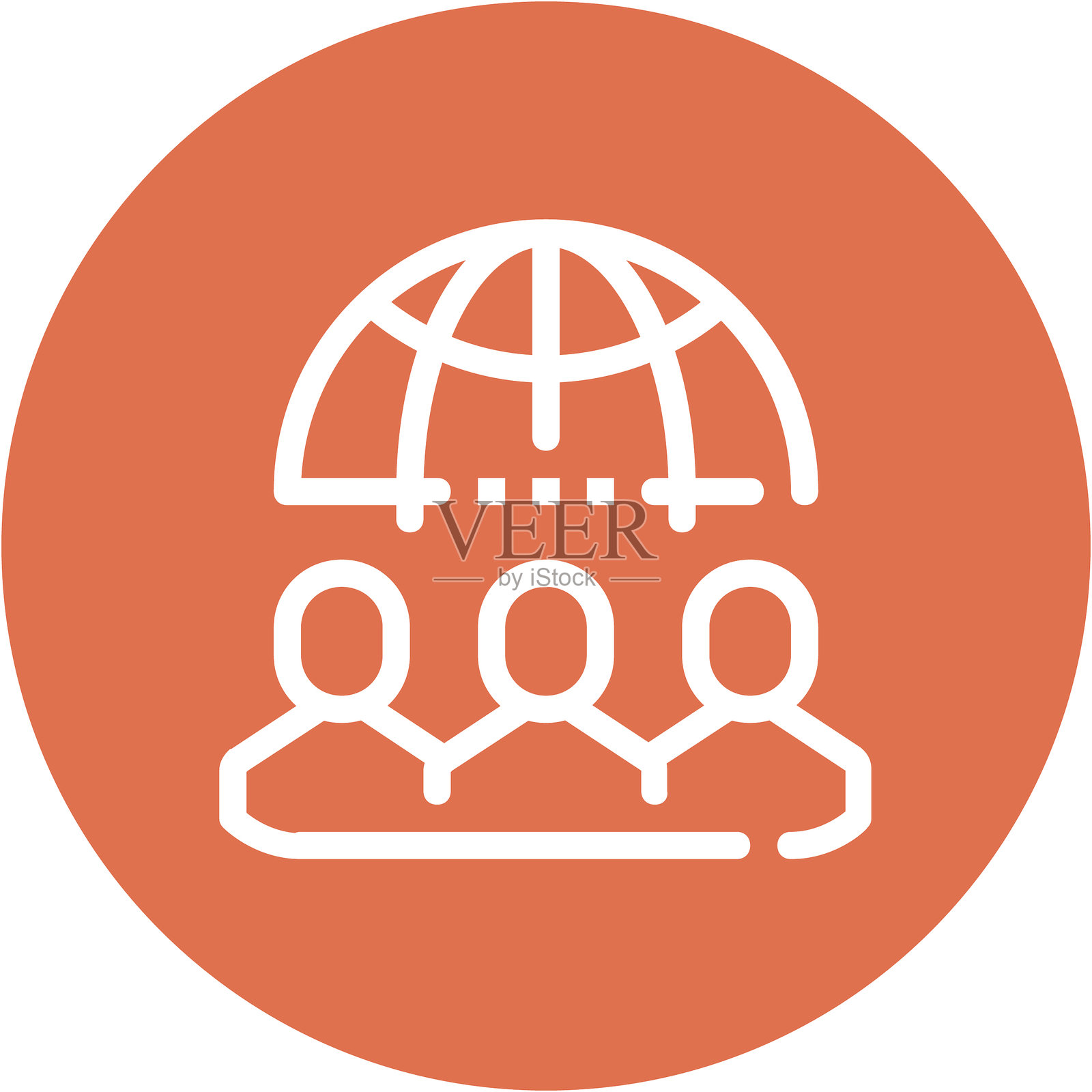 现代远程团队扁平化线条矢量插画图标设计概念。移动和网页图形图标。扁平化符号,创意Logo概念。简洁干净的扁平化象形图。插画图片素材