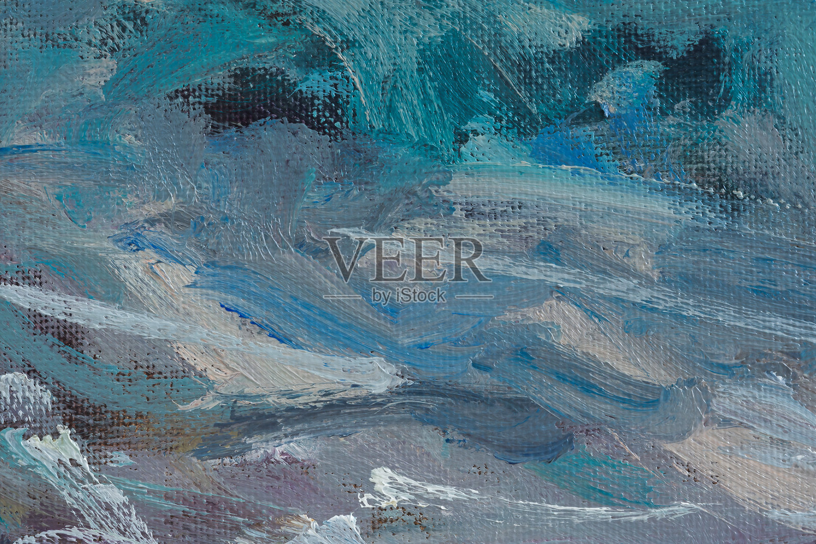 抽象油画,蓝绿海。夏日艺术背景。照片摄影图片