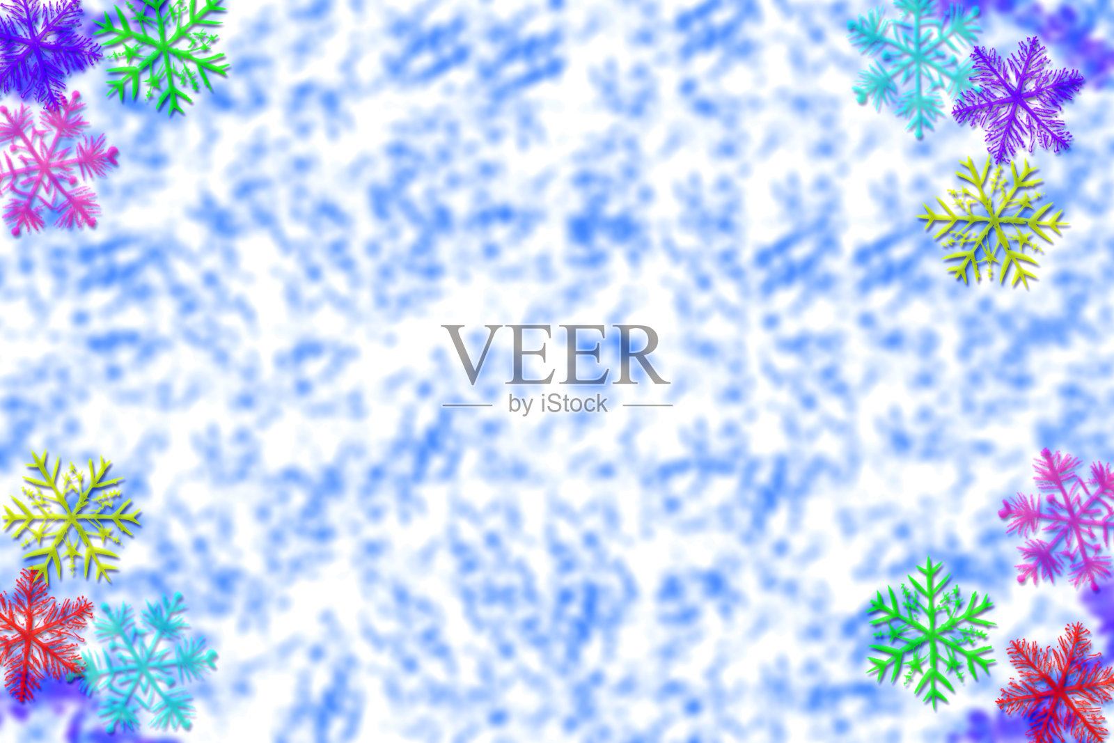 冬季霜冻冰面与彩色雪花照片摄影图片