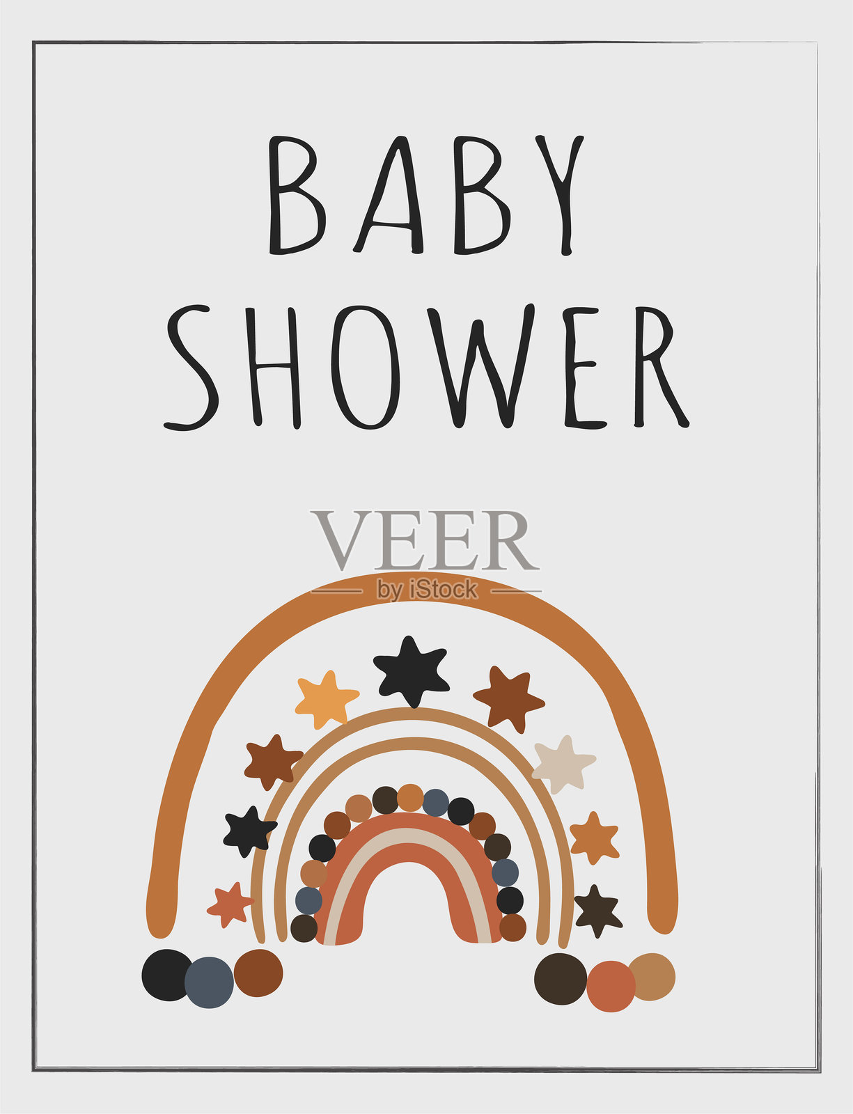 波西米亚彩虹婴儿派对邀请函 - 18插画图片素材