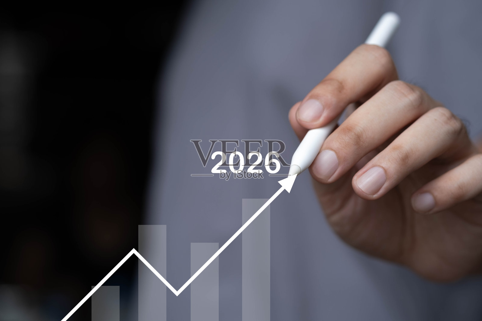 手绘2026年增长曲线,商业预测,金融趋势,战略规划,以及为实现长期成功和组织发展而设定的未来业绩目标。照片摄影图片