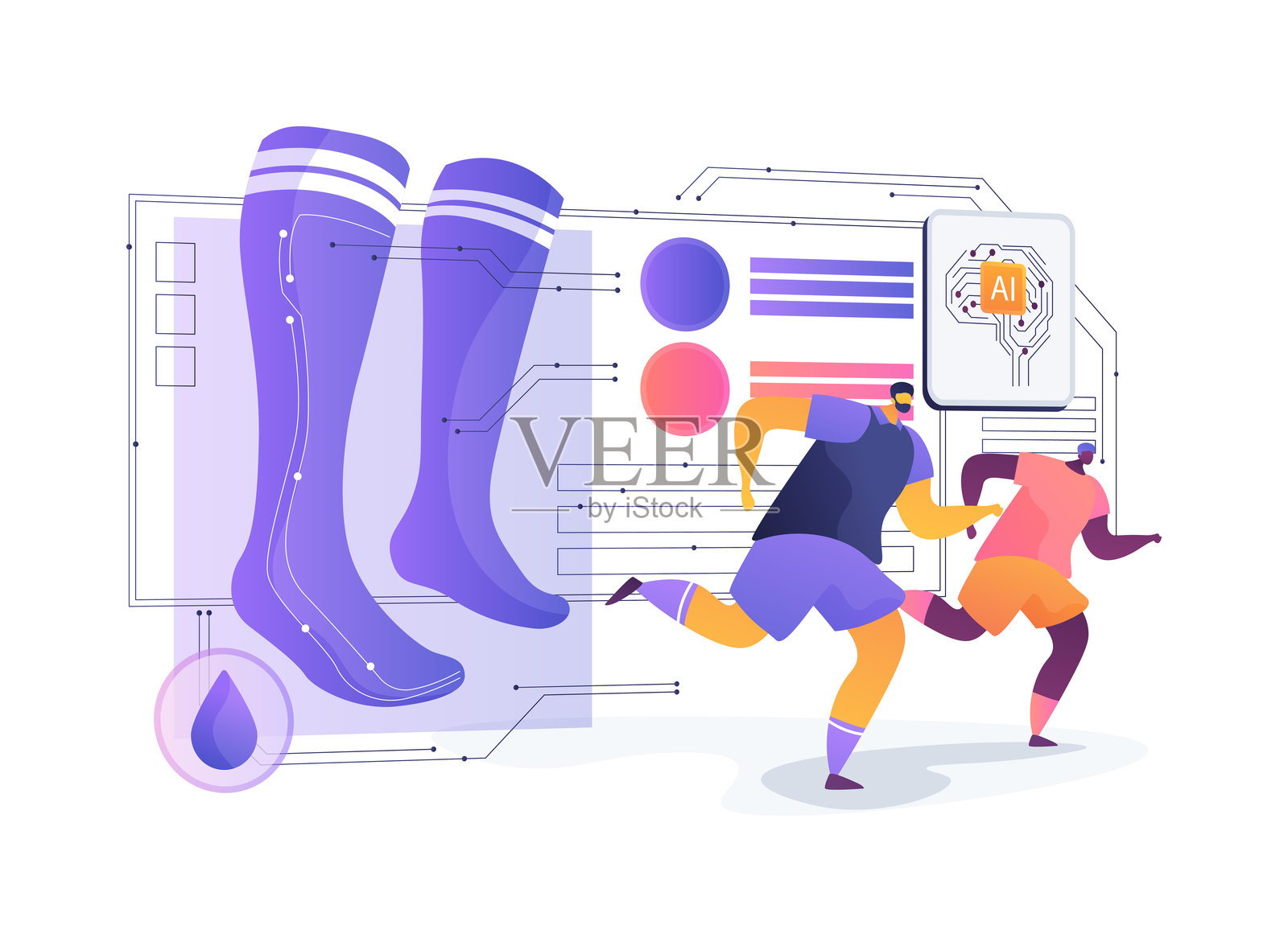 运动袜湿度感应抽象概念矢量图。插画图片素材