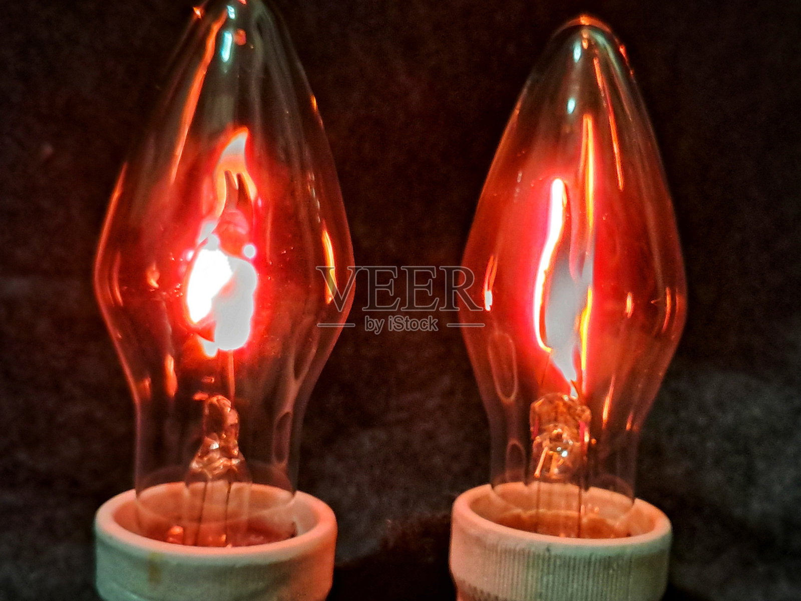 装饰性霓虹火焰效果灯泡照片摄影图片