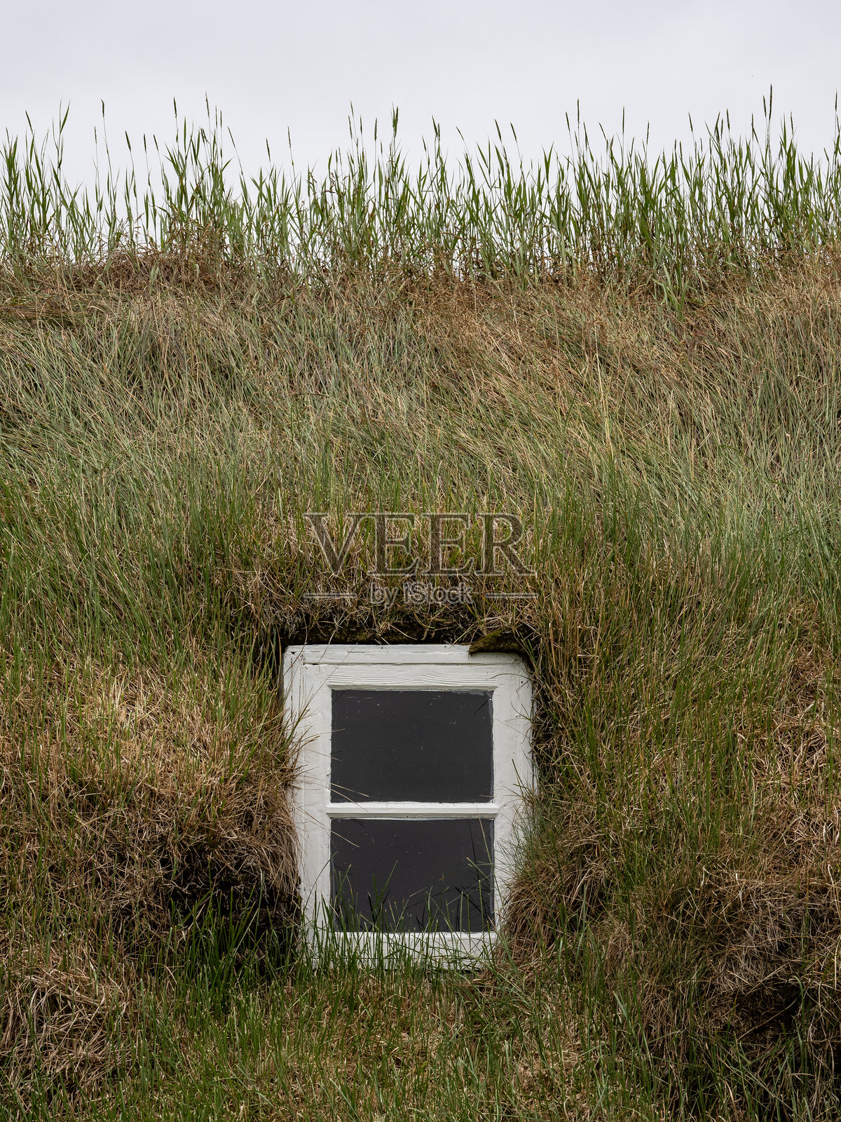 冰岛古老草皮屋的窗户照片摄影图片