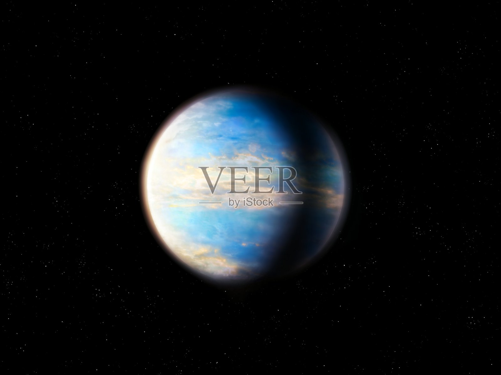 外星宜居行星。一颗孕育着智慧生命的系外行星。照片摄影图片