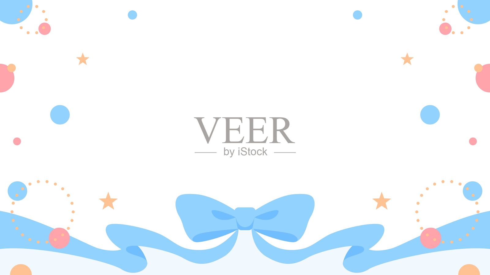 丝带装饰画框,圆形物体,流行设计,16:9尺寸插画图片素材