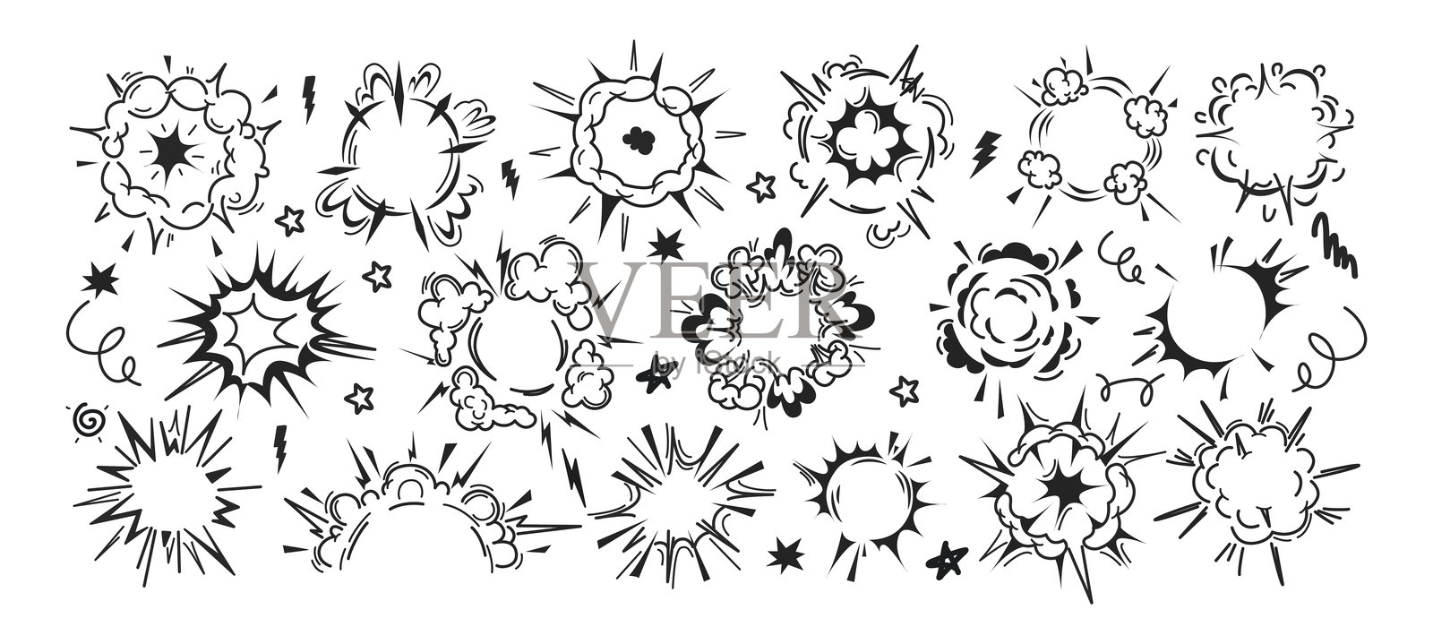 径向能量爆炸,爆炸云或爆炸精灵图插画图片素材