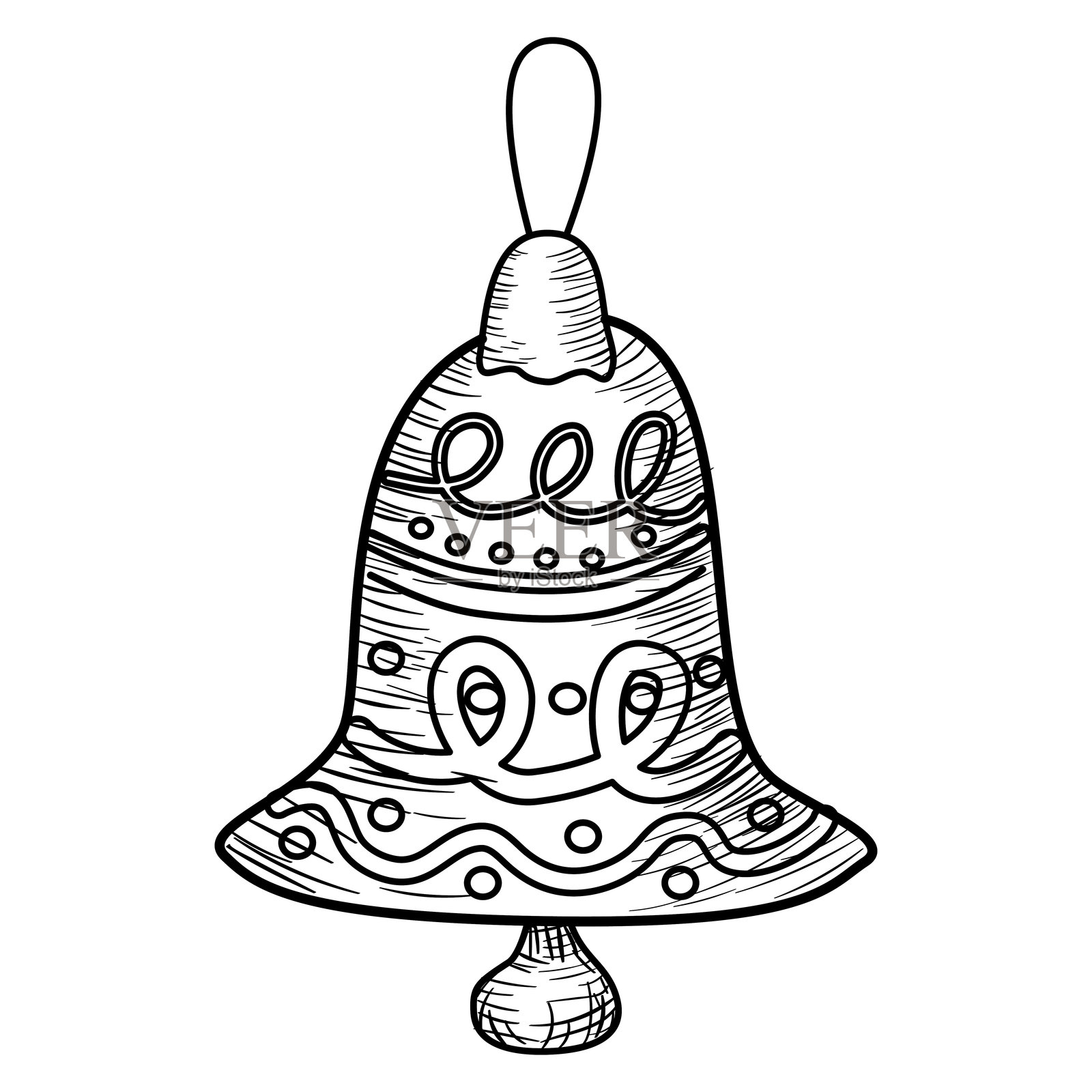 圣诞铃铛玩具装饰图标 手绘涂鸦线条艺术插画图片素材