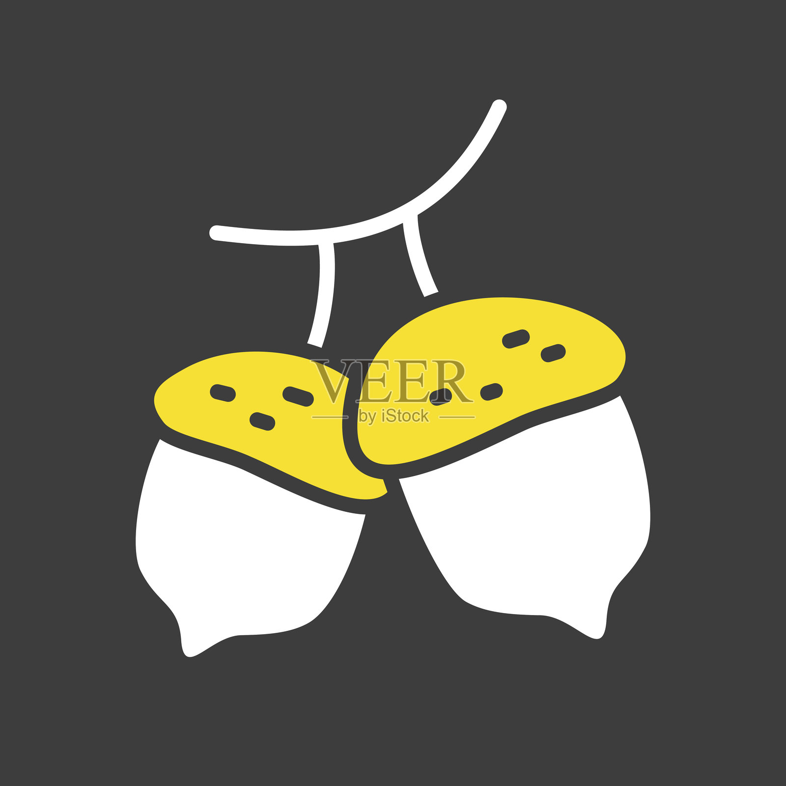 两颗橡子秋季丰收矢量图插画图片素材