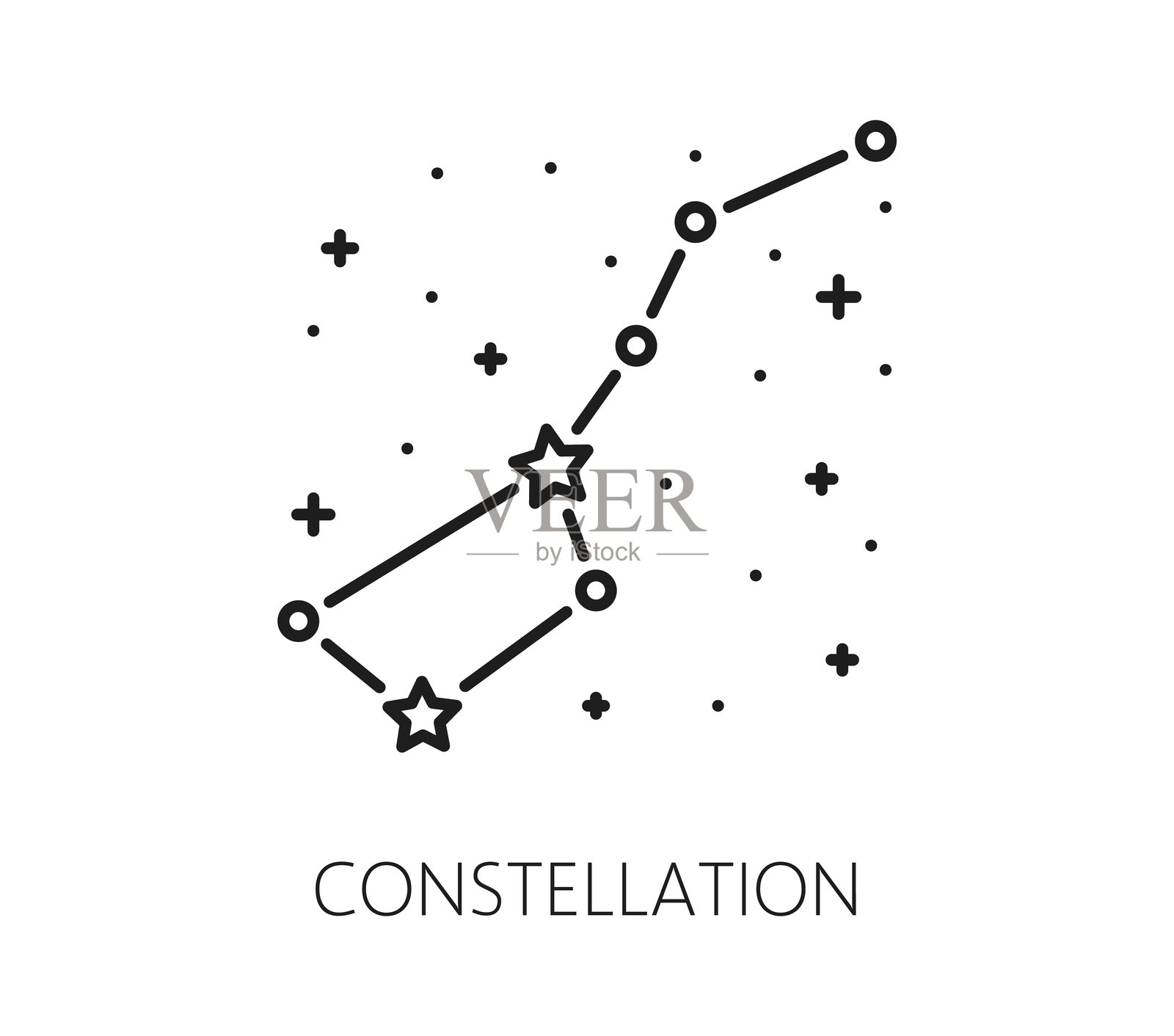 太空星宿与星系线条图标插画图片素材