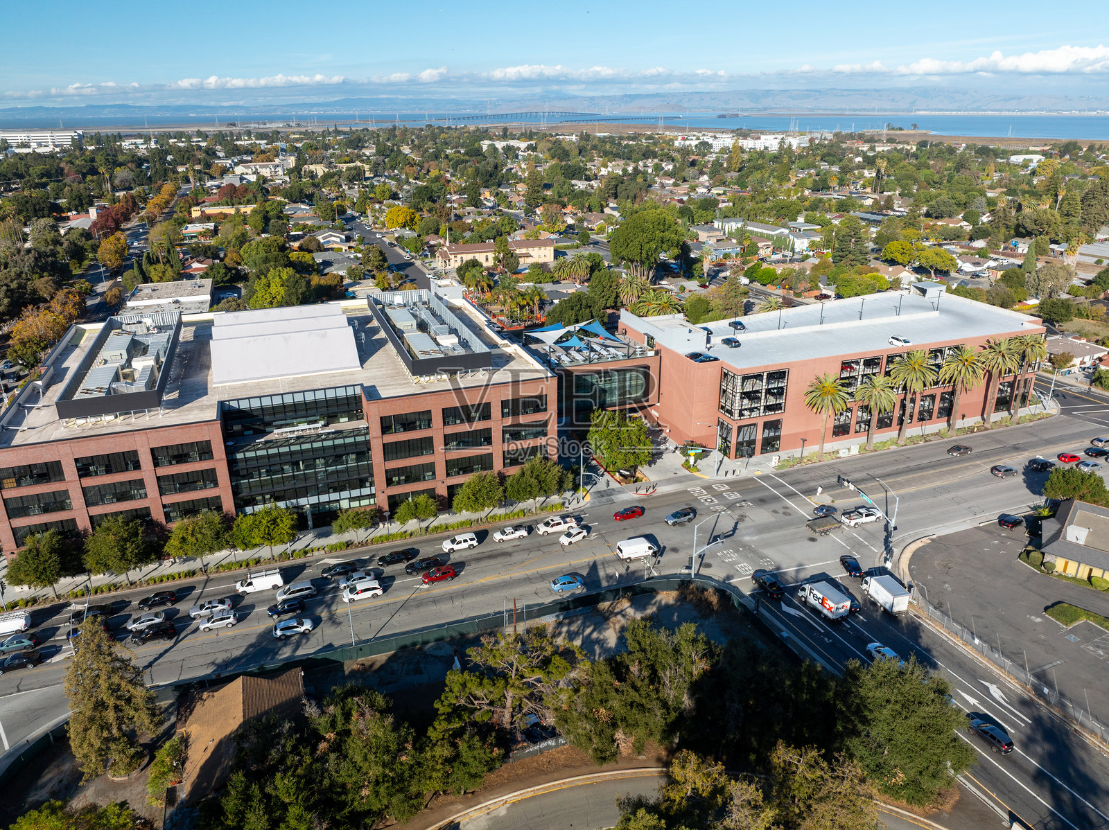 东帕洛阿尔托市建筑与交通航拍图照片摄影图片