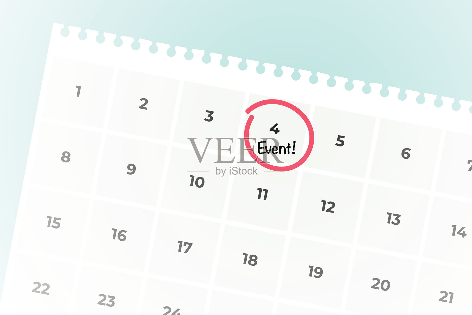 日历日期 4 个即将举行的活动,圈出的日期,焦点提醒矢量图插画图片素材