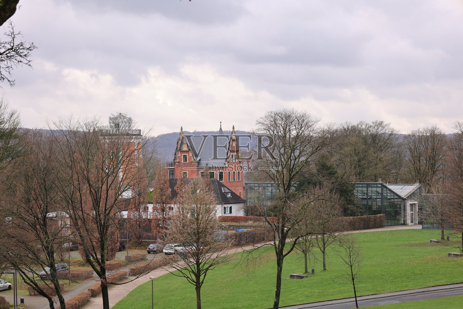 北莱茵-威斯特法伦州伍珀塔尔市植物园的灰色冬日照片摄影图片