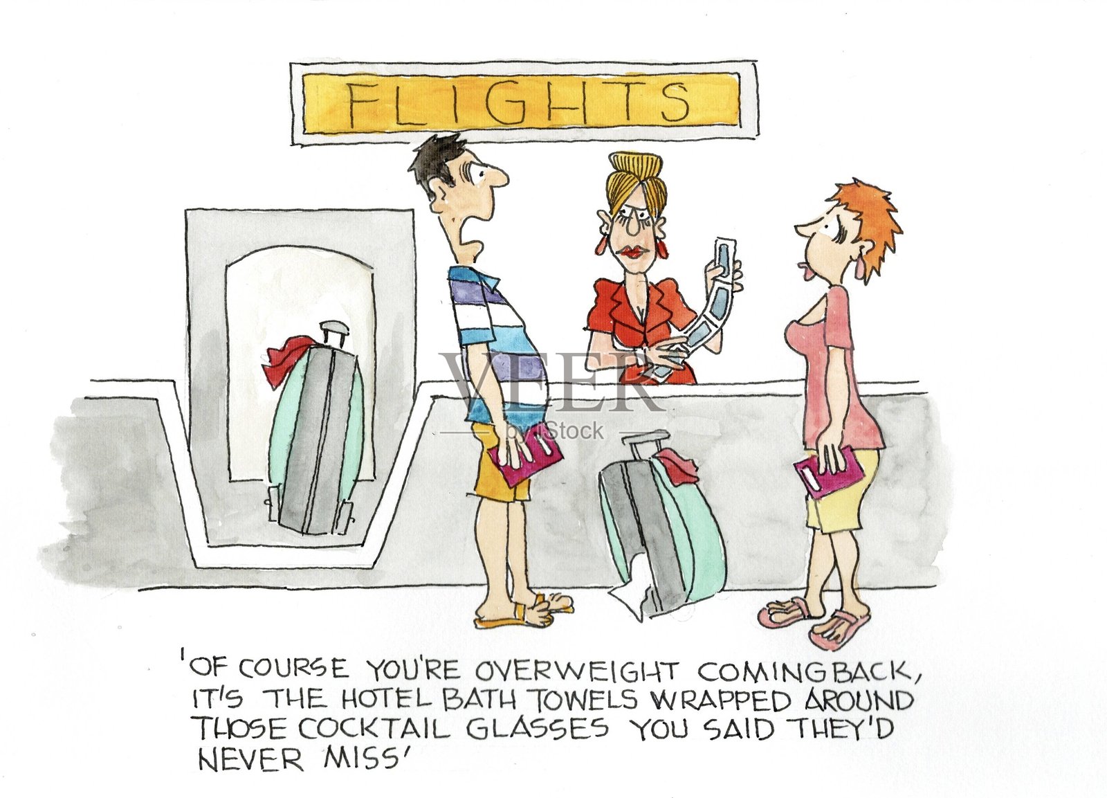 假期行李超重插画图片素材