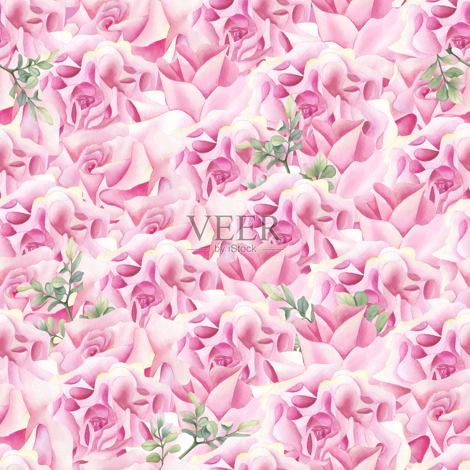 玫瑰花蕾花卉无缝图案插画图片素材