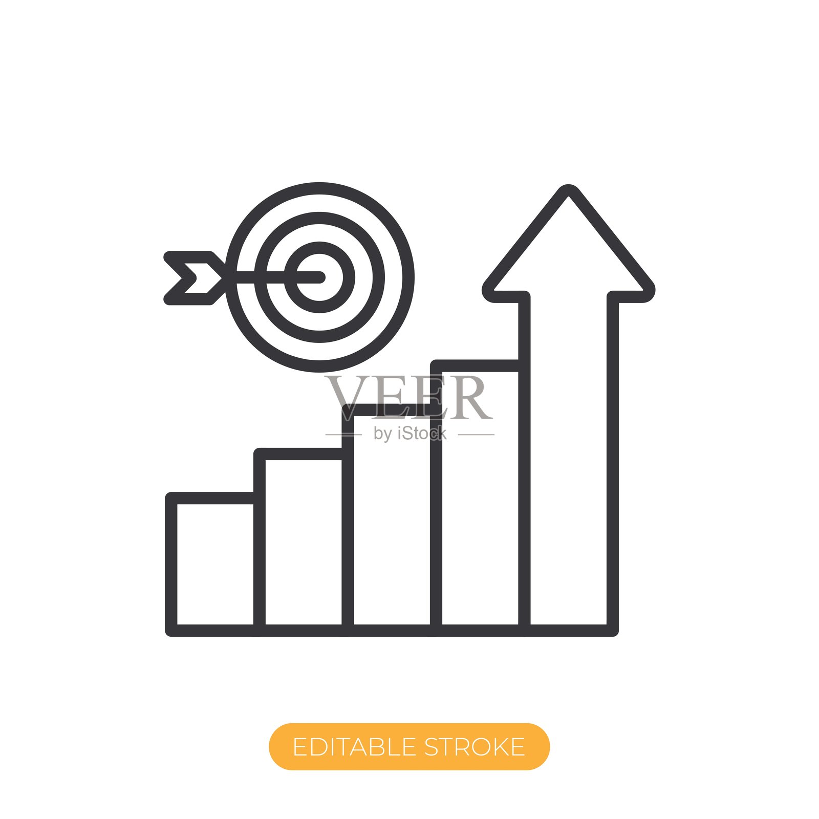 目标达成图标。可编辑描边的细线图标插画图片素材