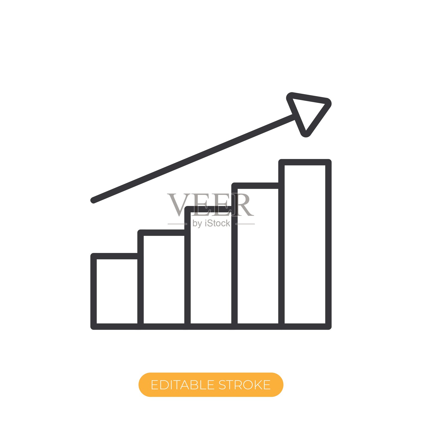 上升条形图图标,可编辑描边细线图标插画图片素材