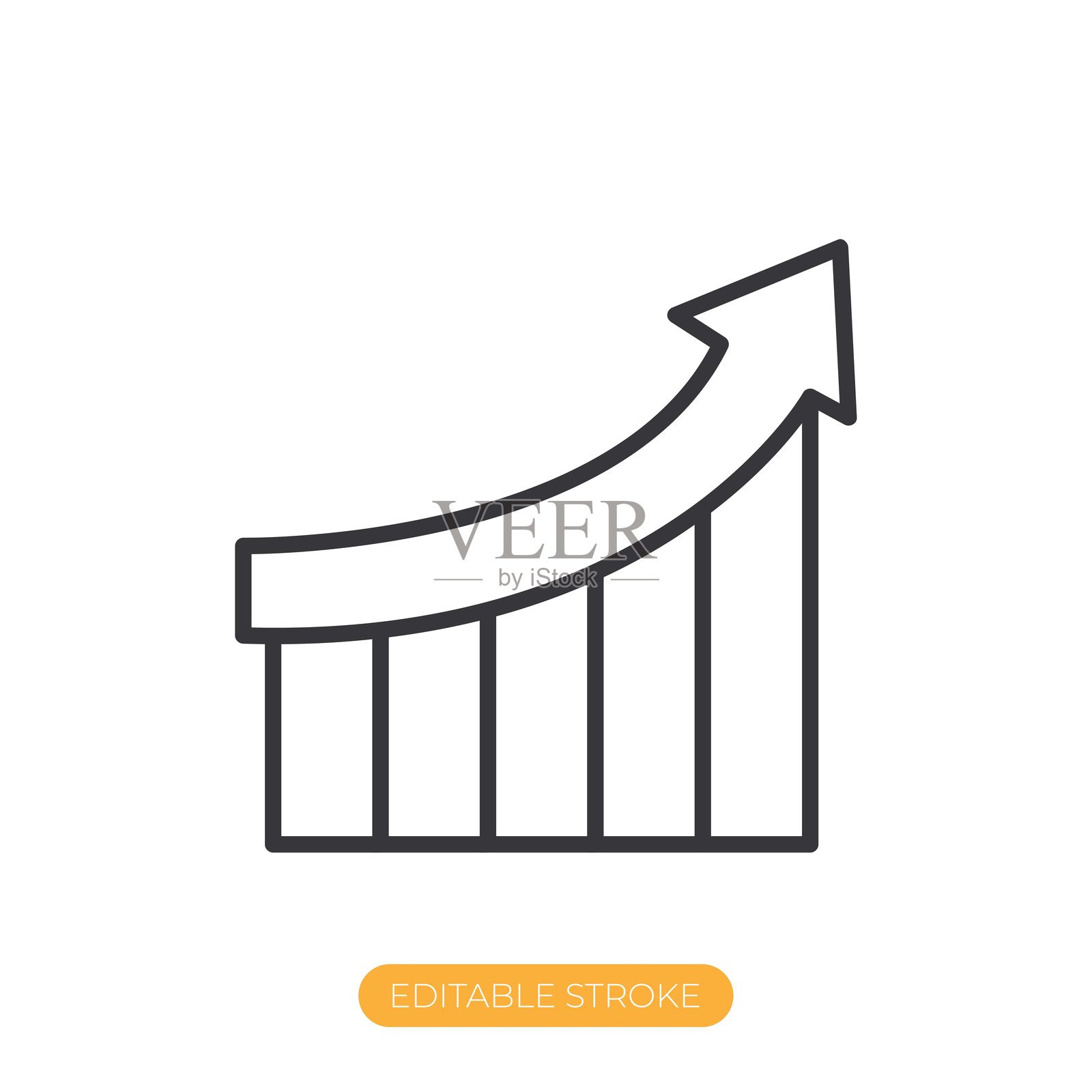 弯曲的增长图表图标。可编辑描边的细线图标插画图片素材