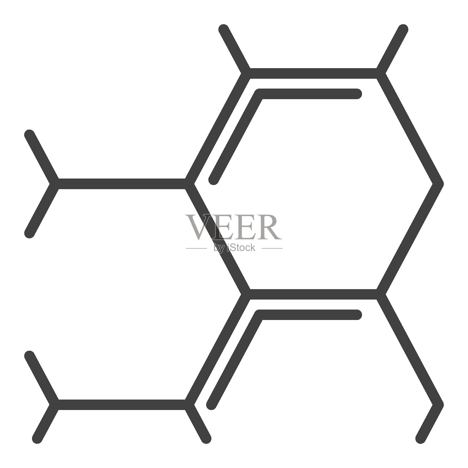 化学六边形分子式矢量图,线条风格的科学图标或标志插画图片素材
