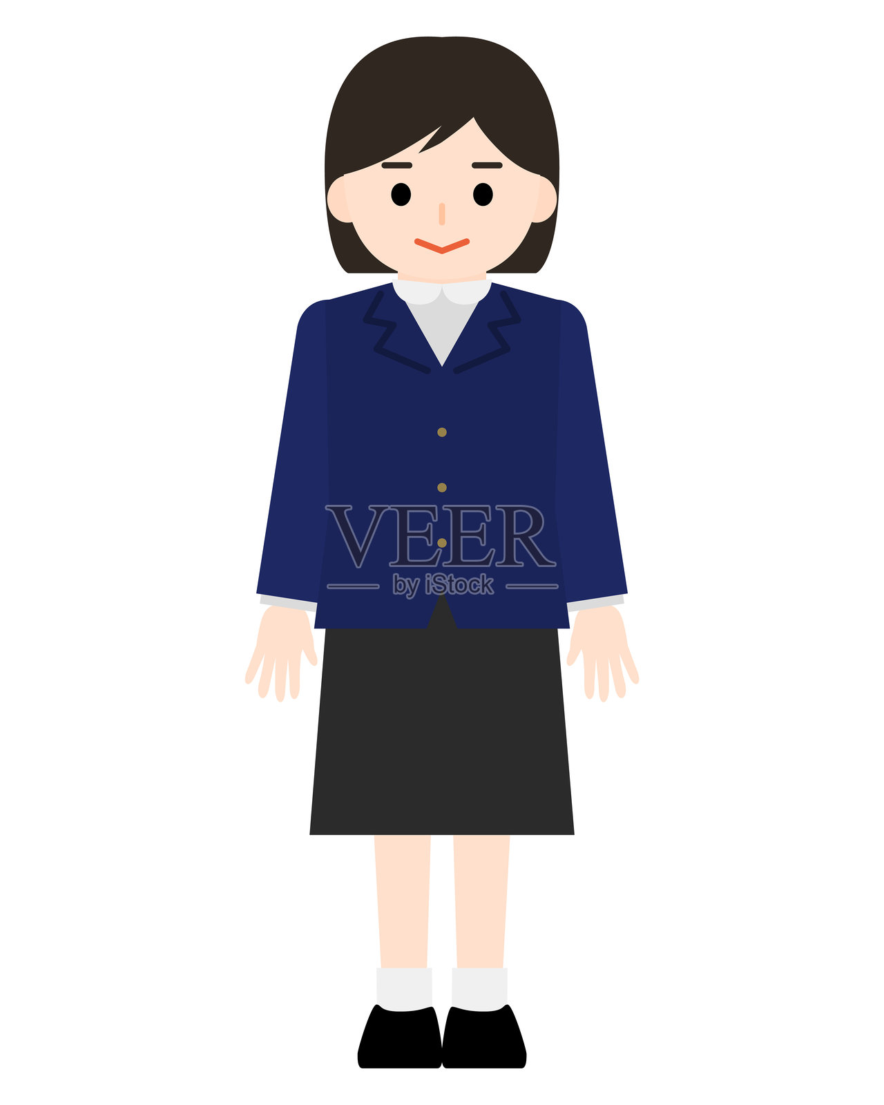 穿着校服的女孩们插画图片素材