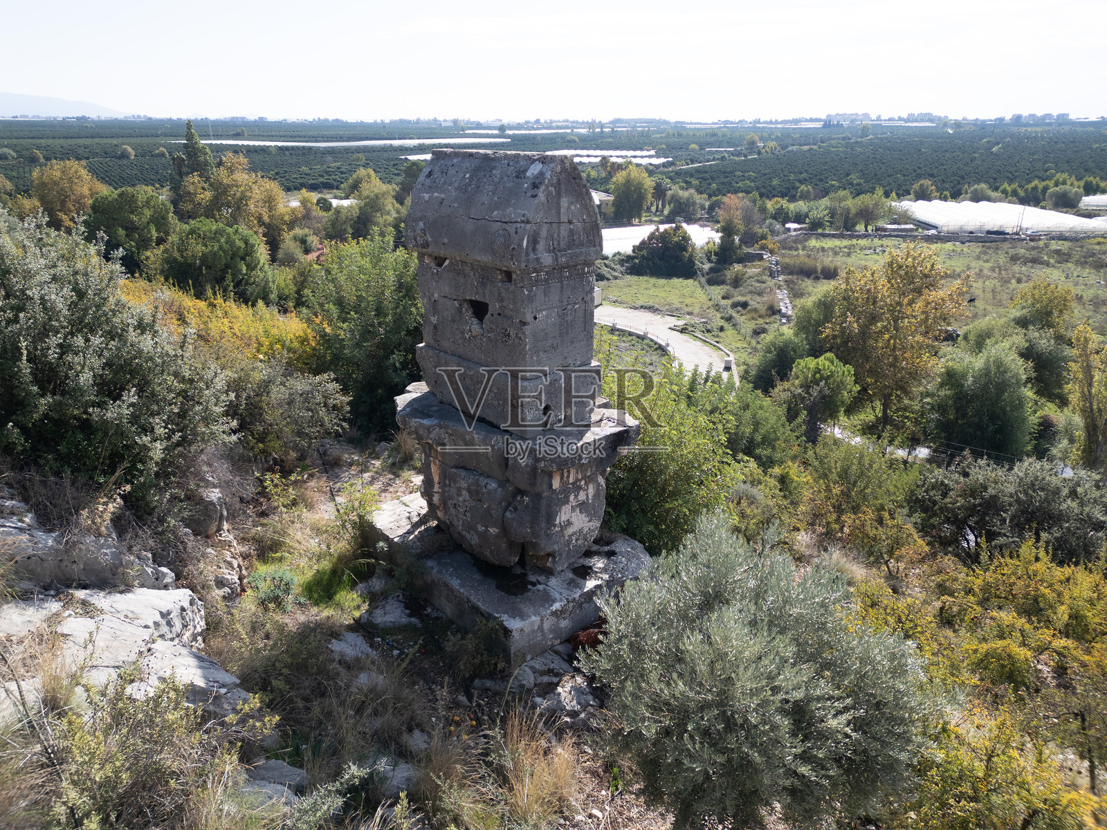 土耳其安塔利亚利米拉古安纳托利亚石棺墓葬的航拍图照片摄影图片