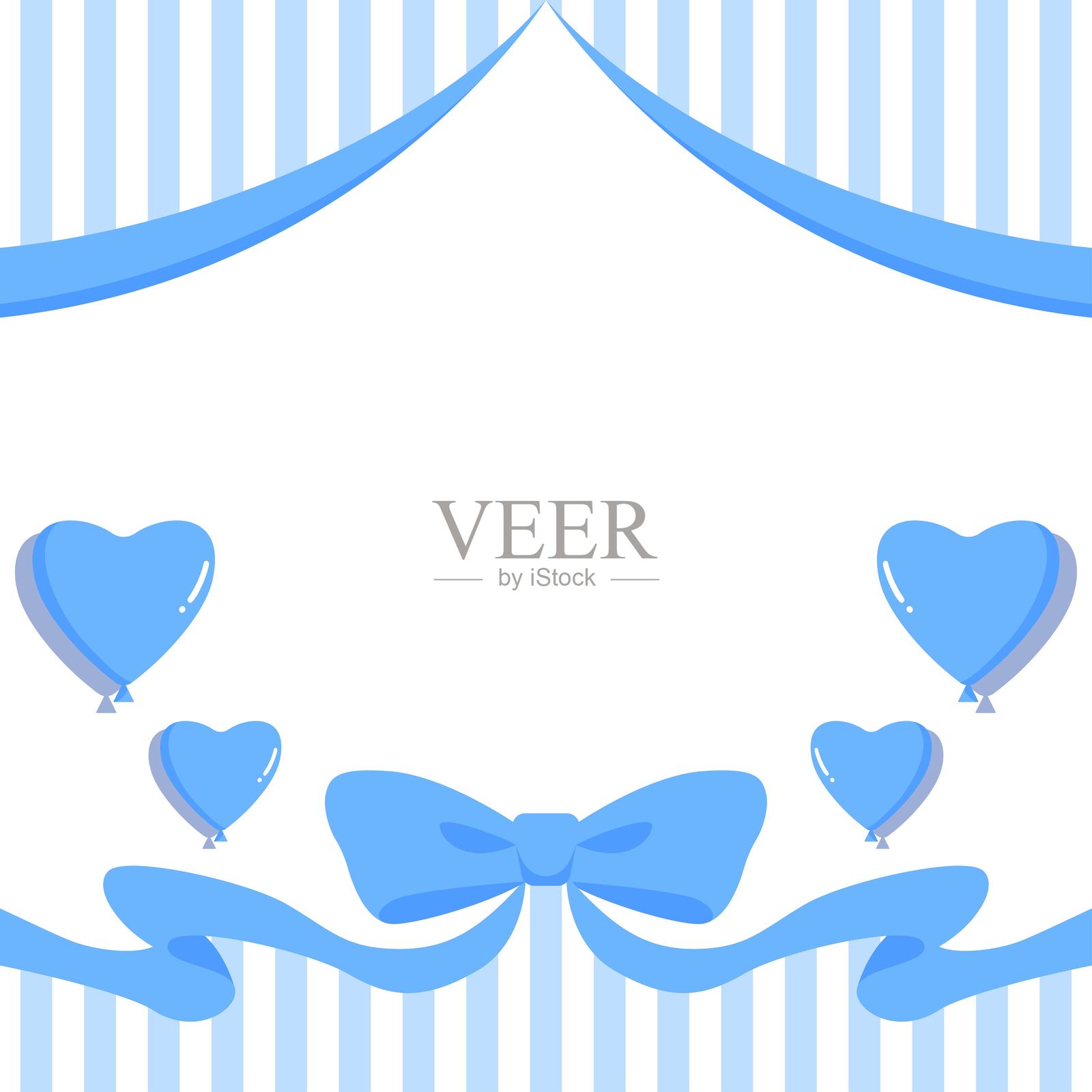 丝带装饰边框,心形装饰,背景,方形尺寸插画图片素材