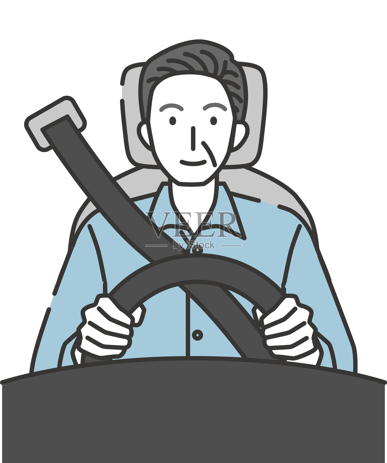 一位年长的男士正在开车插画图片素材